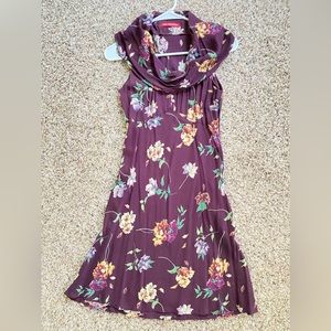 Vintage Alain Manoukian sleeveless dress Purple floral benitier collar size XS